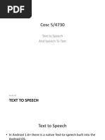 Cosc 5/4730: Text To Speech and Speech To Text