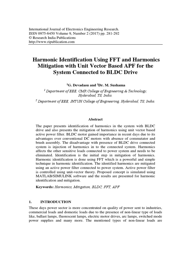 Harmonic Identification Using FFT and Harmonics Mitigation With Unit ...