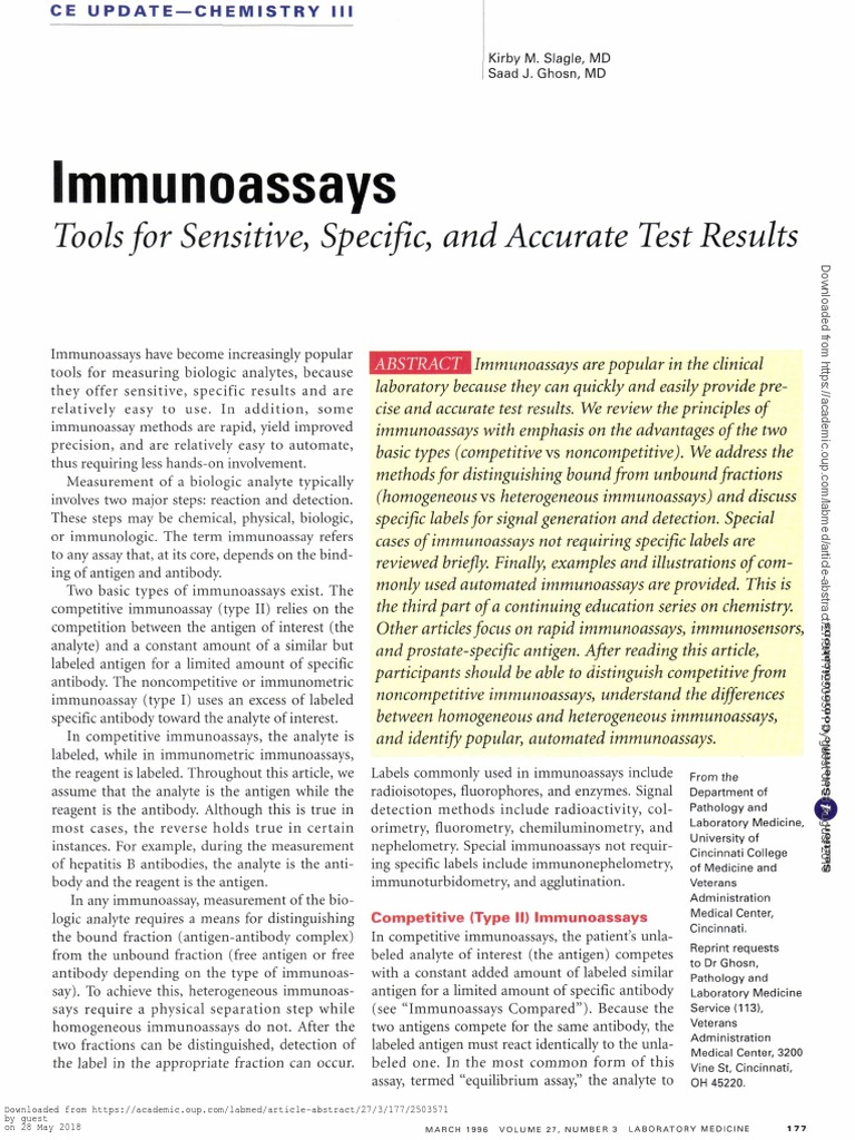 Immunoassays Tools For Sensitive, Specific, and Accurate Test Results