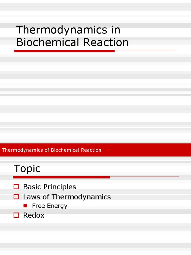 Thermodynamics of Biochemical Reactions | PDF | Nicotinamide Adenine ...
