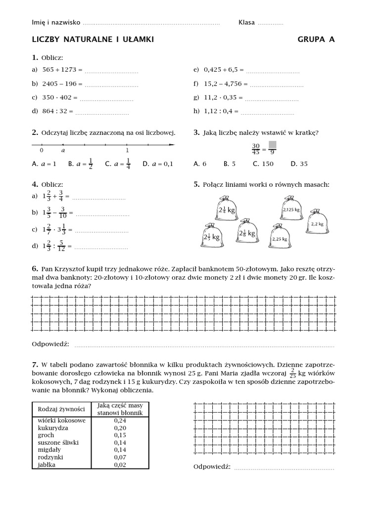 Liczby Na Co Dzień Klasa 6 Test