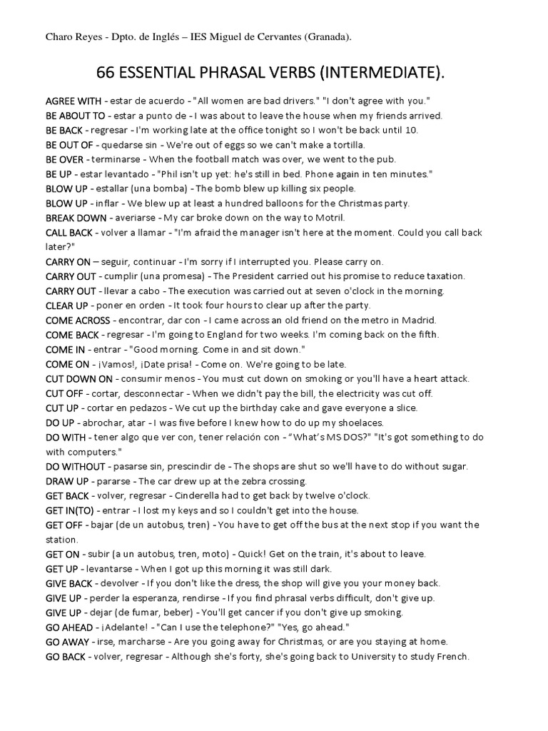 66 Essential Phrasal Verbs Pdf