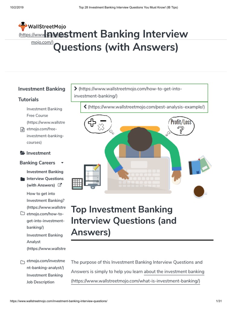 Top Investment Banking Interview Questions (And Answers) PDF