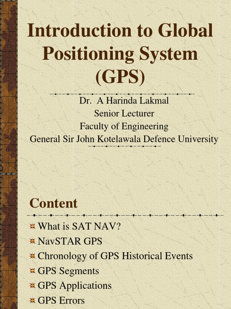 3.1 Introduction To Global Positioning System Gps PDF Global