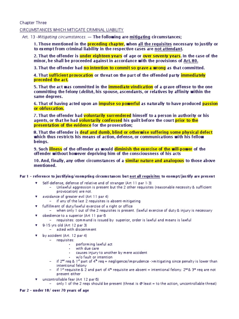 Mitigating Circumstances in Criminal Law | PDF | Crime & Violence ...