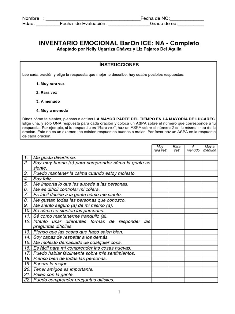Baron Cuestionario Adolescentes | PDF | Violencia | Deportes