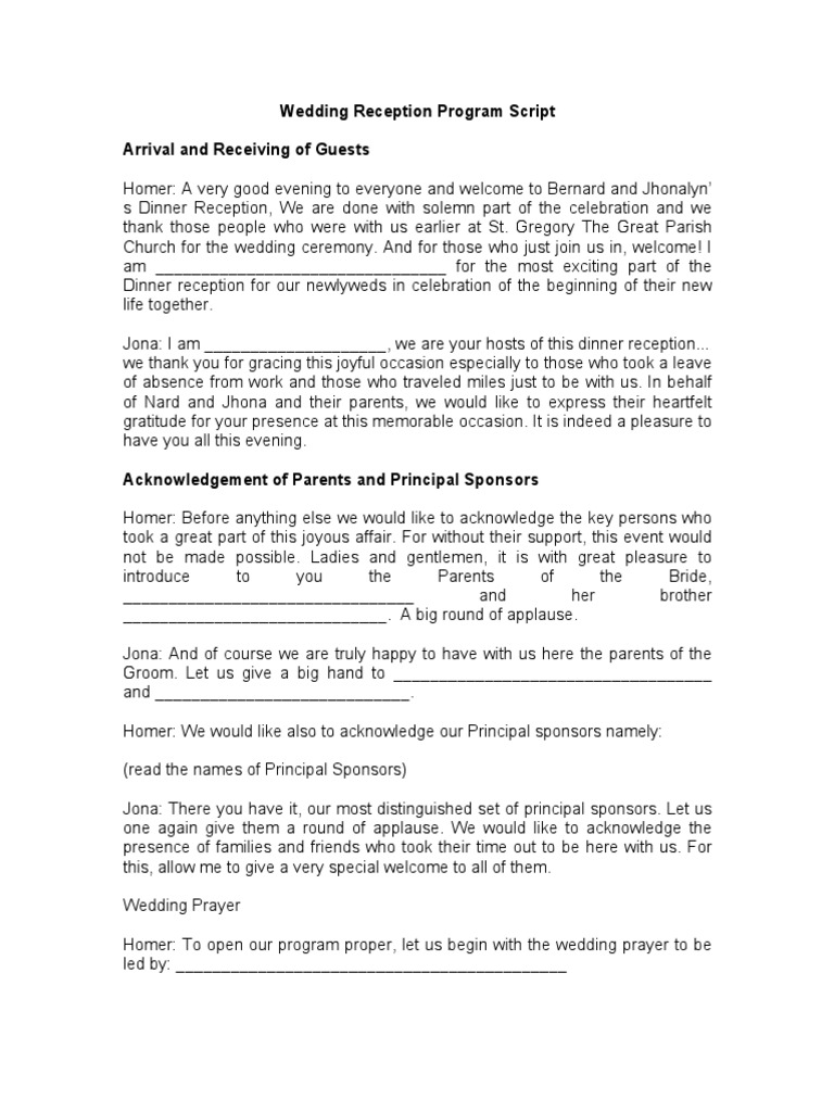 Wedding Reception Program Overview | PDF | Bridesmaid | Groomsman