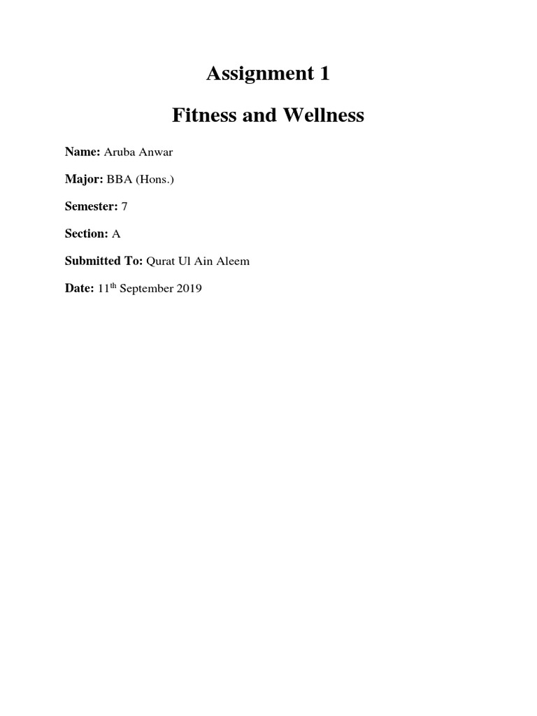 Assignment 1 Fitness and Wellness PDF Nutrients Micronutrient