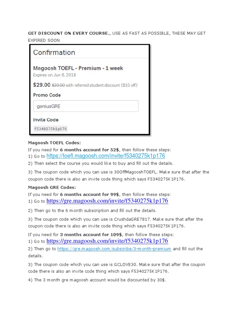 Magoosh Fee Codes PDF Coupon Evaluation Methods
