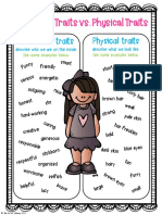 Character Traits Physical Traits Posters Freebie