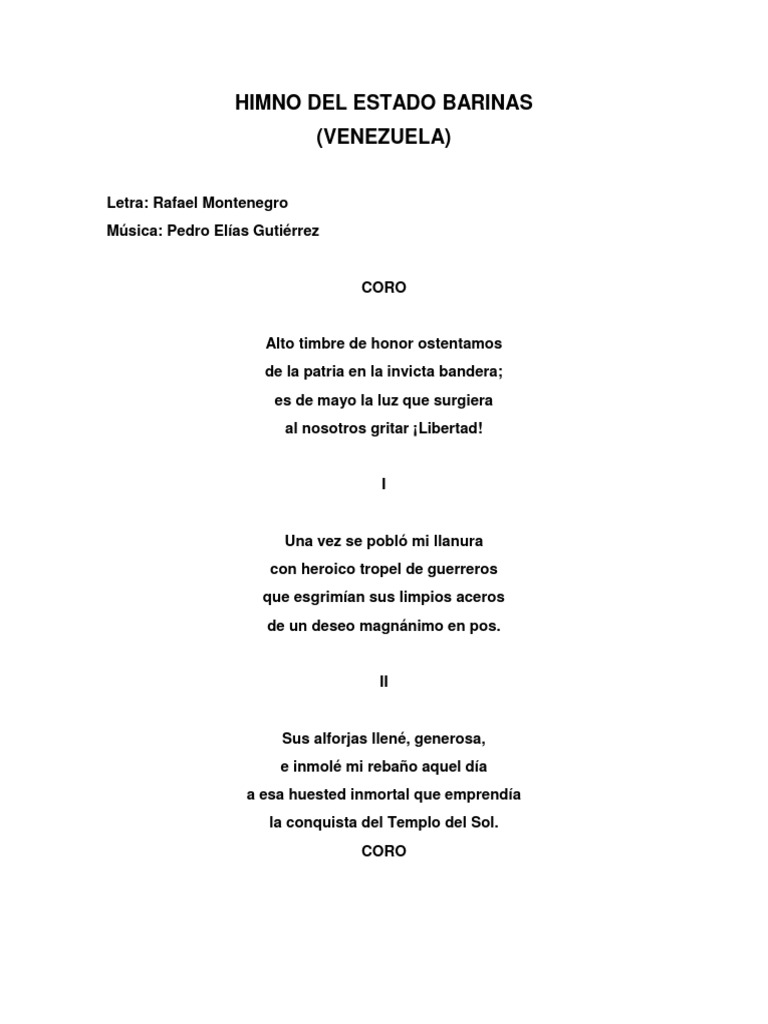 Himno Del Estado Barinas PDF