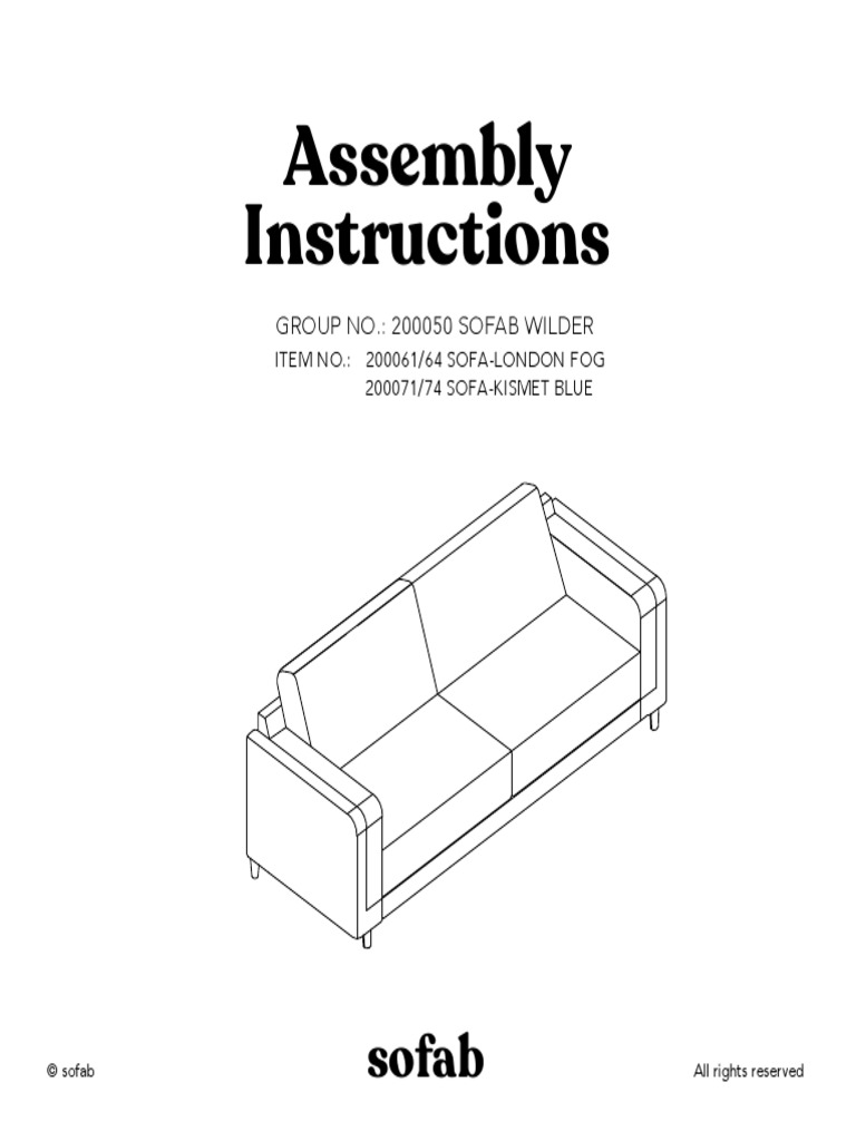 sofab Wilder Sofa Assembly Instructions Manufactured Goods