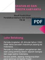 Angkatan 45 Dan Karakteristik Karyanya