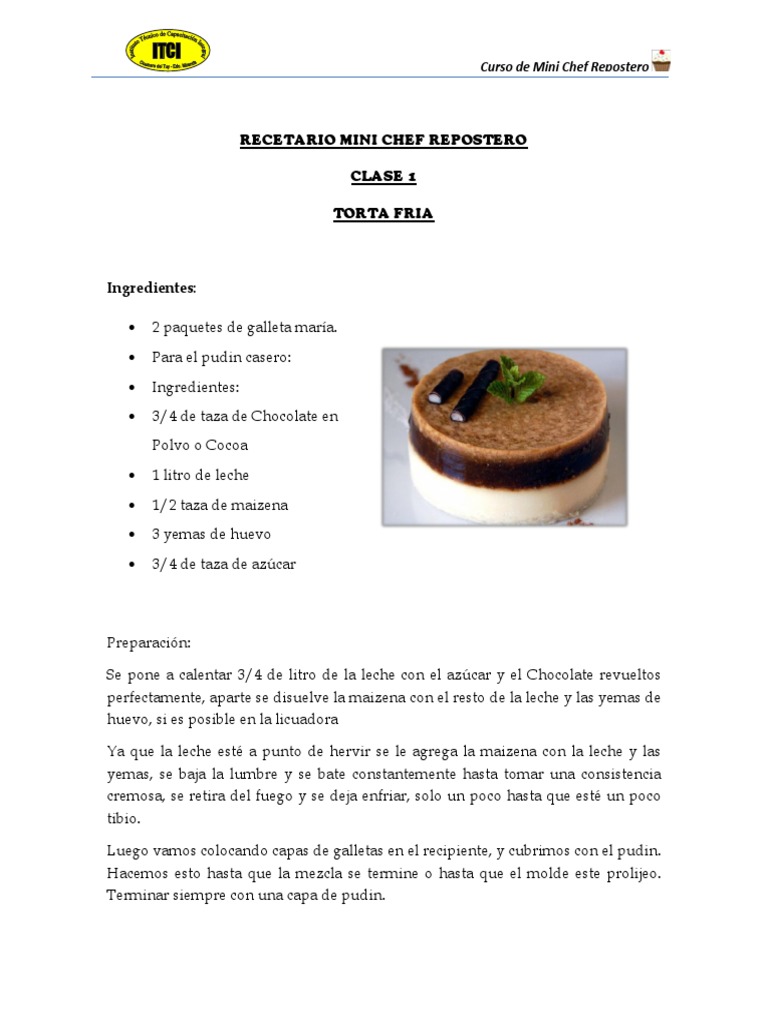 Mini Chef Repostero | PDF | Crema | Magdalena