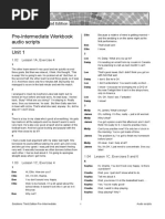 Solutions Pre-Intermediate. Audio Scripts For WB - 2017. 3rd