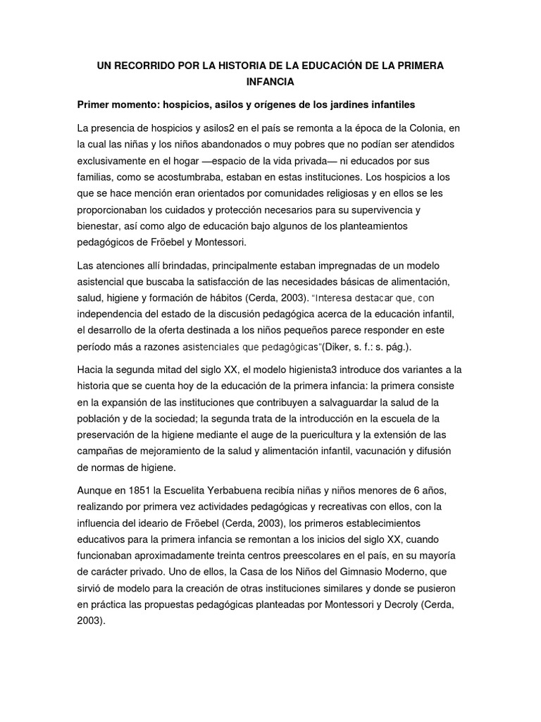 Historia de la Educación Inicial en Colombia | PDF | Educación de la ...