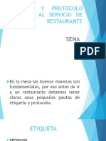 Etiqueta y Protocolo Servicio Restaurante