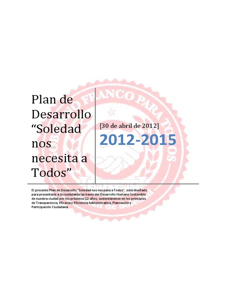 Plan de Desarrollo de Soledad | Descargar gratis PDF | Sustentabilidad ...