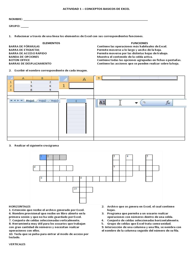 Actividades Básicas de Excel para Niños | PDF
