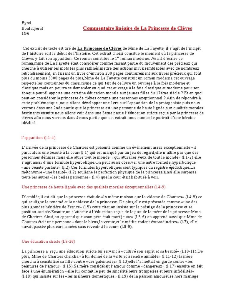 Il Parut Alors Une Beaute A La Cour Analyse Lineaire Commentaire Linéaire n1 | PDF