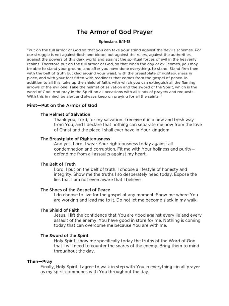 The Armor of God Prayer PDF PDF Armor Of God Theology
