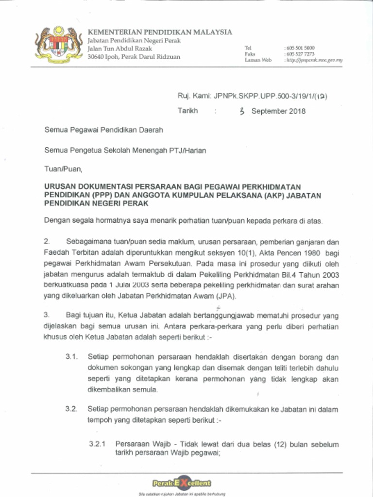 Contoh Surat Permohonan Pesaraan