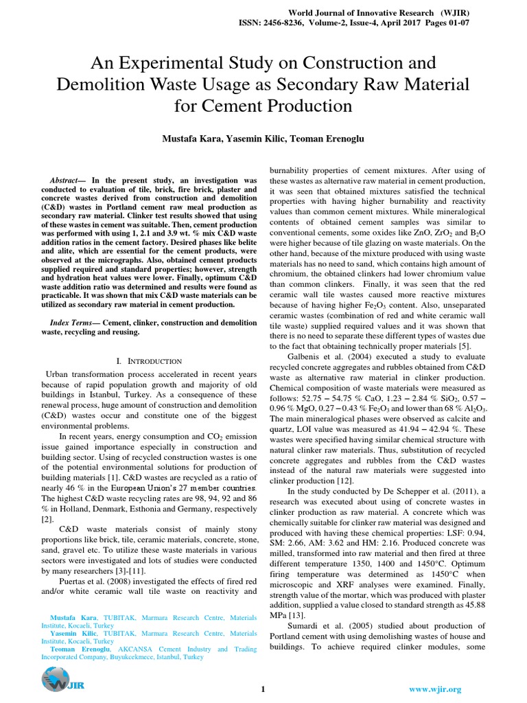 An Experimental Study On Construction An PDF | PDF | Cement | Concrete