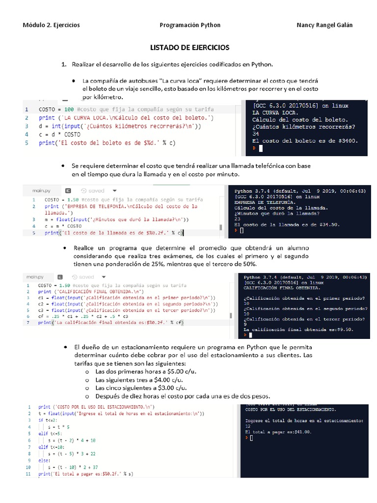 Ejercicios de Programación en Python | PDF