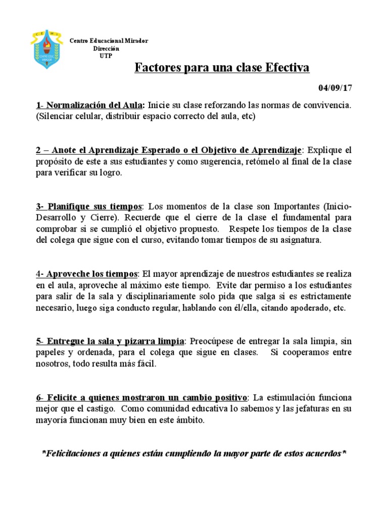 Claves para una Clase Efectiva | PDF | Crecimiento personal y ...