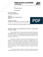 ACTIVIDAD No. 1 REPORTE DE LECTURA SOBRE POLITICA EDUCATIVA Y FORMACION DOCENTE