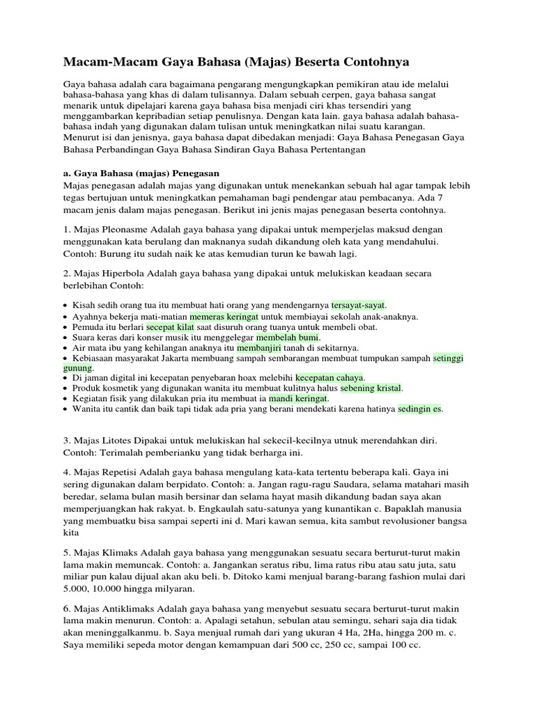 Majas Perbandingan Beserta Artinya 1001 Contoh Majas