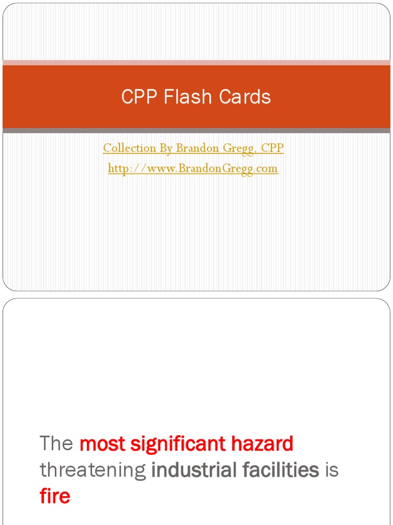 CPP Exam Flash Cards PDF Fires Risk Management