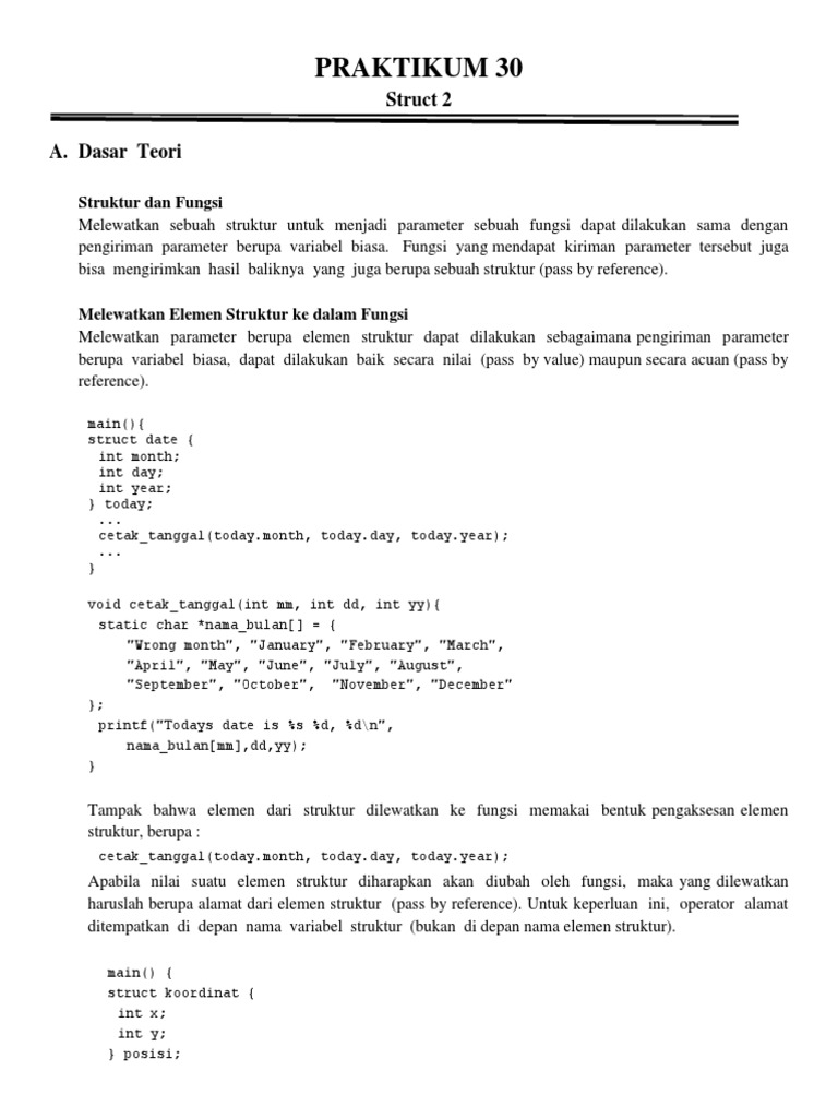 Struktur dan Fungsi dalam Pemrograman C | PDF | Komputer | Teknologi ...