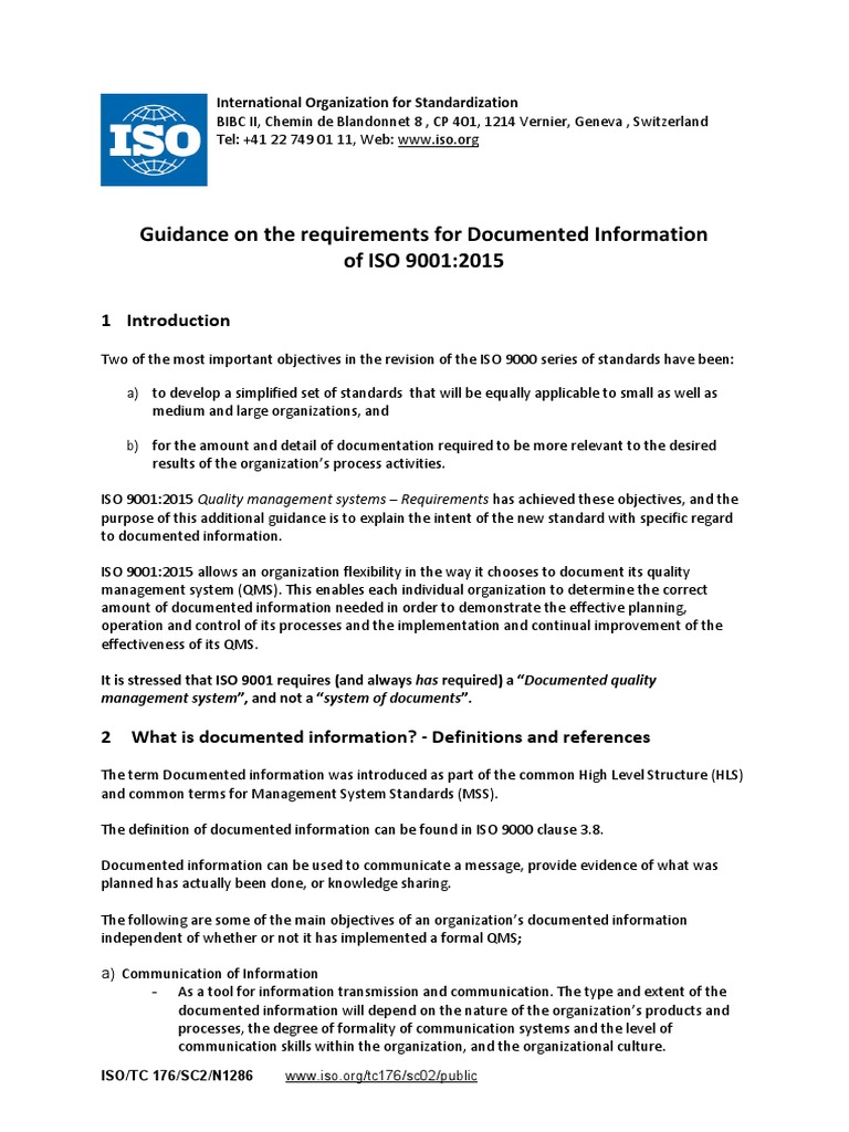 ISO 9001:2015 Documented Information Guide | PDF | Quality Management ...