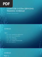 Computer System Servicing Training Schedule