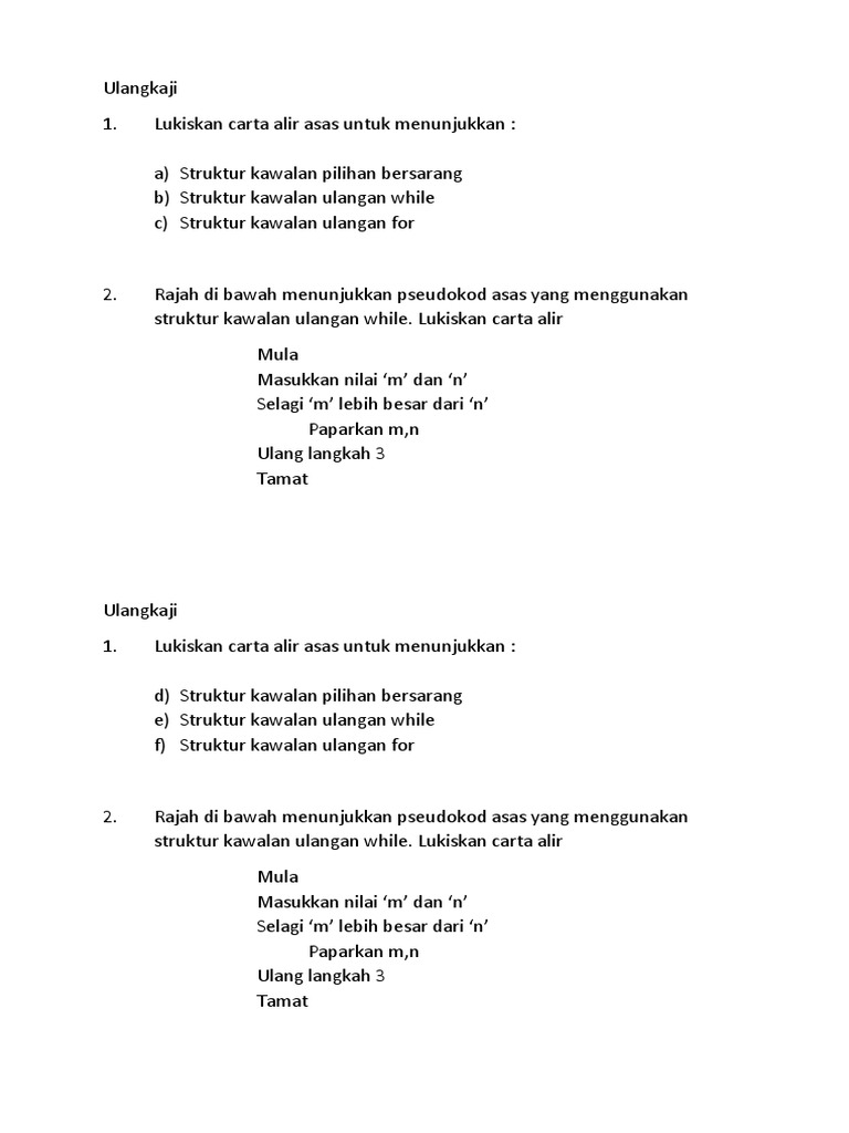 Latihan Ulangkaji Struktur Kawalan Pdf