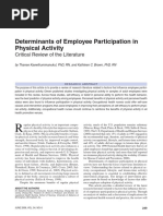 Determinants of Employee Participation in Physical Activity: Critical Review of The Literature