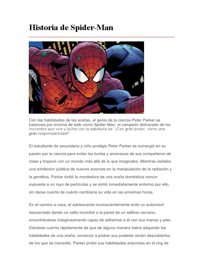 Historia de Spider | PDF | Hombre araña | Comics Marvel