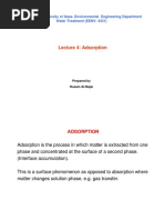 Lecture 4: Adsorption: The Islamic University of Gaza-Environmental Engineering Department Water Treatment (EENV - 4331)