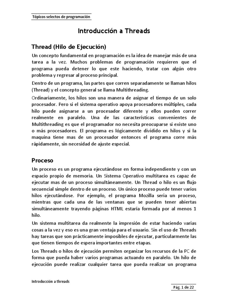 Introducción a Threads en Programación | PDF | Hilo (Computación ...