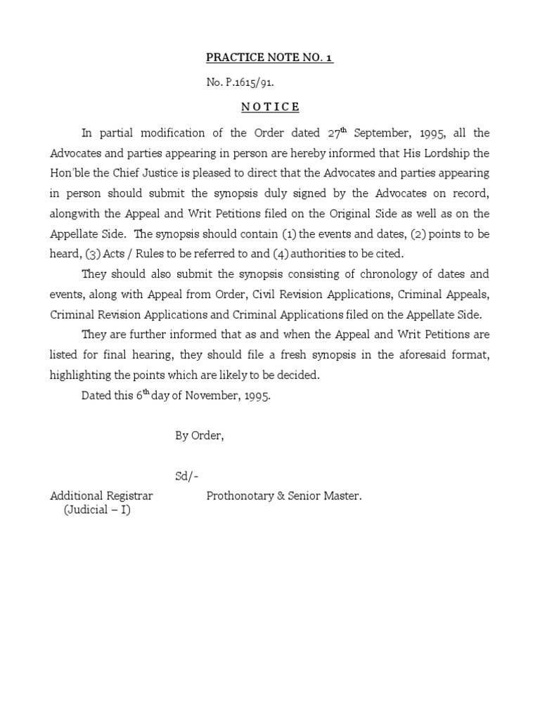 Bombay High Court Practice Note | PDF | Supreme Courts | Judgment (Law)