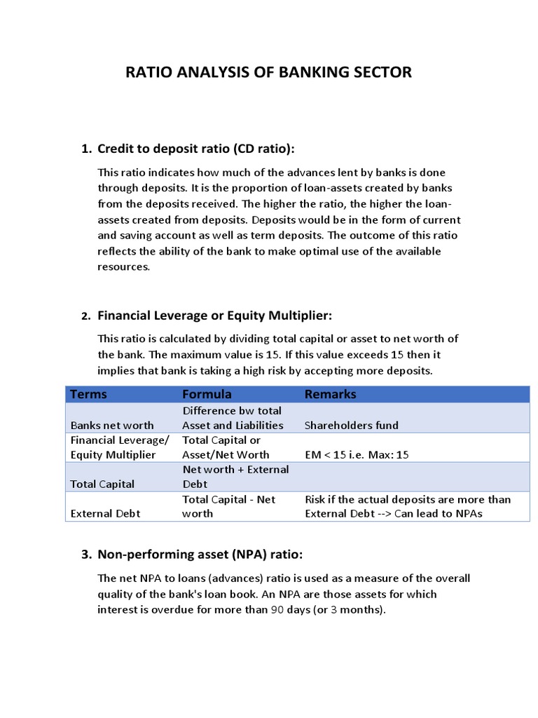 Banking Sector Ratio Insights | PDF | Financial Capital | Leverage ...