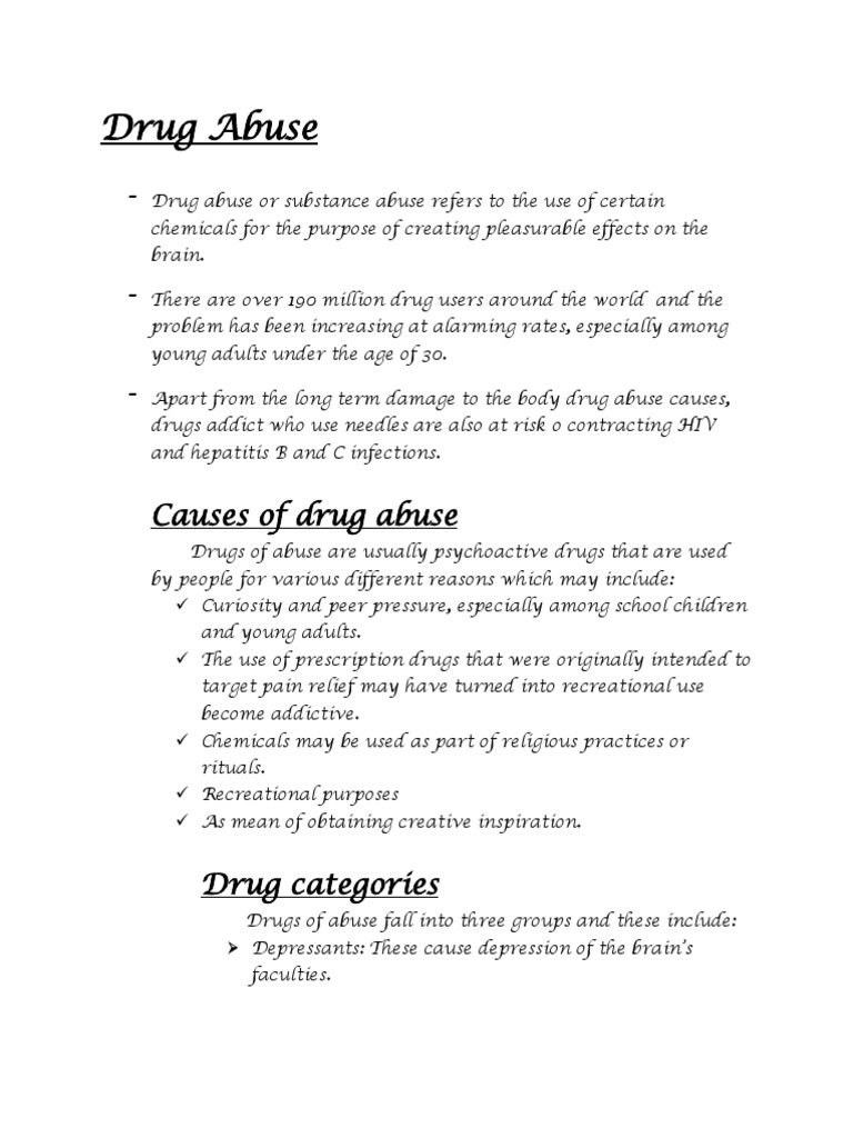 Causes of Drug Abuse PDF