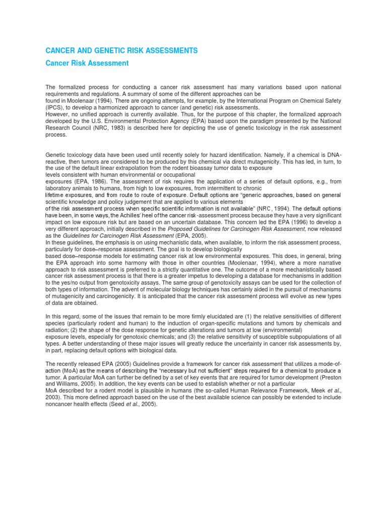 Cancer and Genetic Risk Assessments | PDF | Dna Repair | Dna - Genetic Risk Assessment Tool