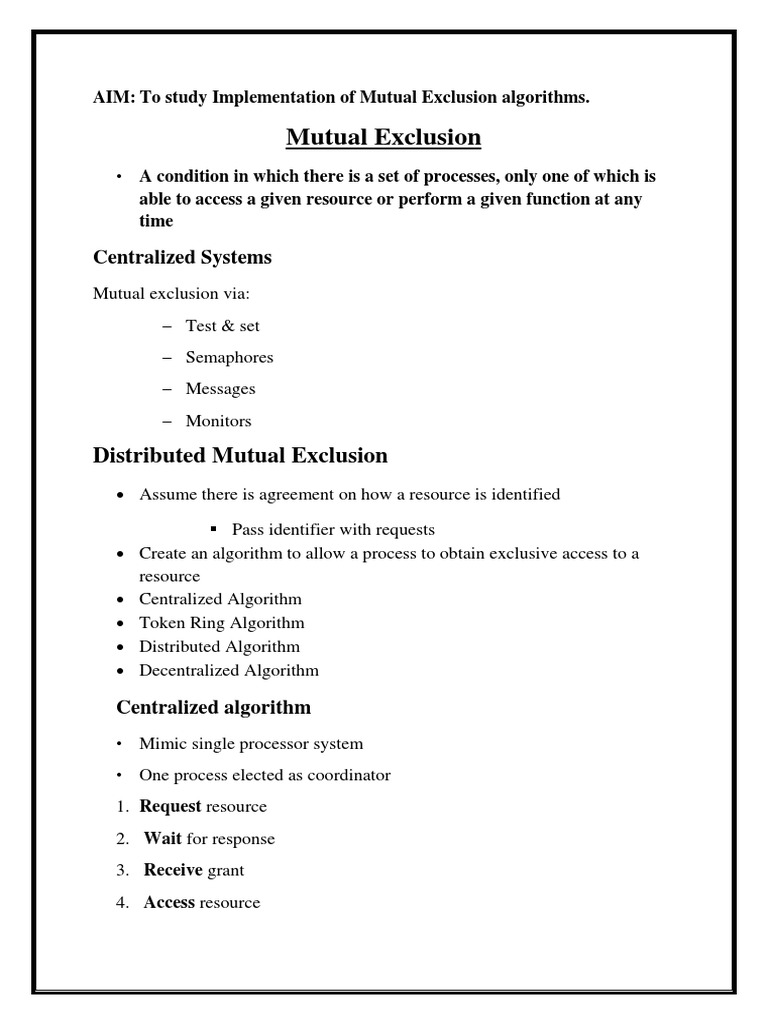 Mutual Exclusion Algorithms Explained | PDF | Computer Programming ...