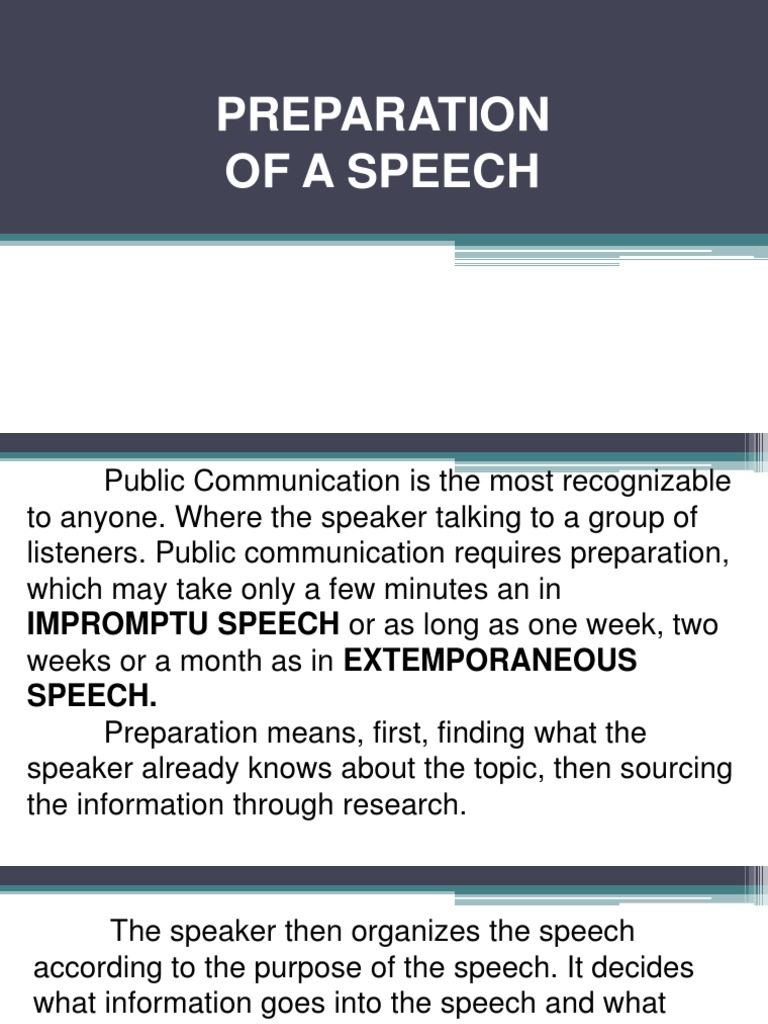 Speech Preparation and Types Explained | PDF | Persuasion | Jokes