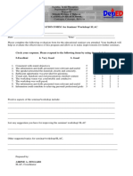 EVALUATION FORM For Seminar/ Workshop/ SLAC: Republic of The Philippines Department of Education Region III