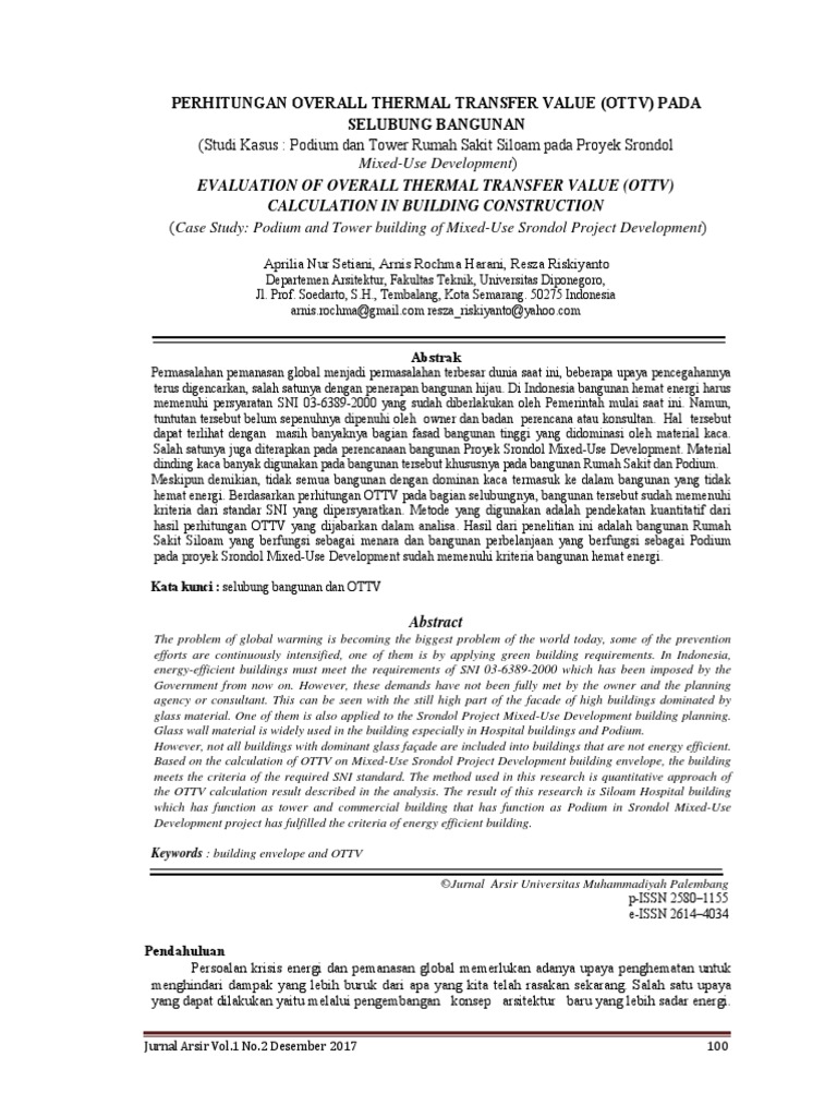 Perhitungan Overall Thermal Transfer Value (Ottv) Pada Selubung ...