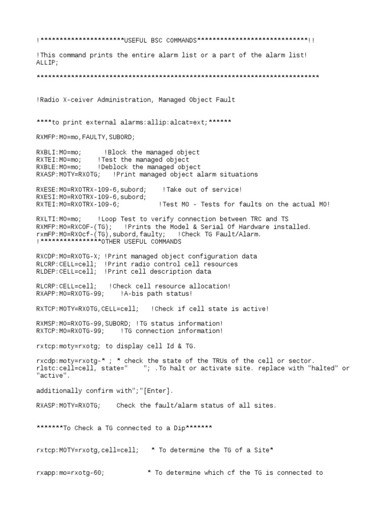 Ericsson BSC Command Reference Guide | PDF | Electrical Engineering ...