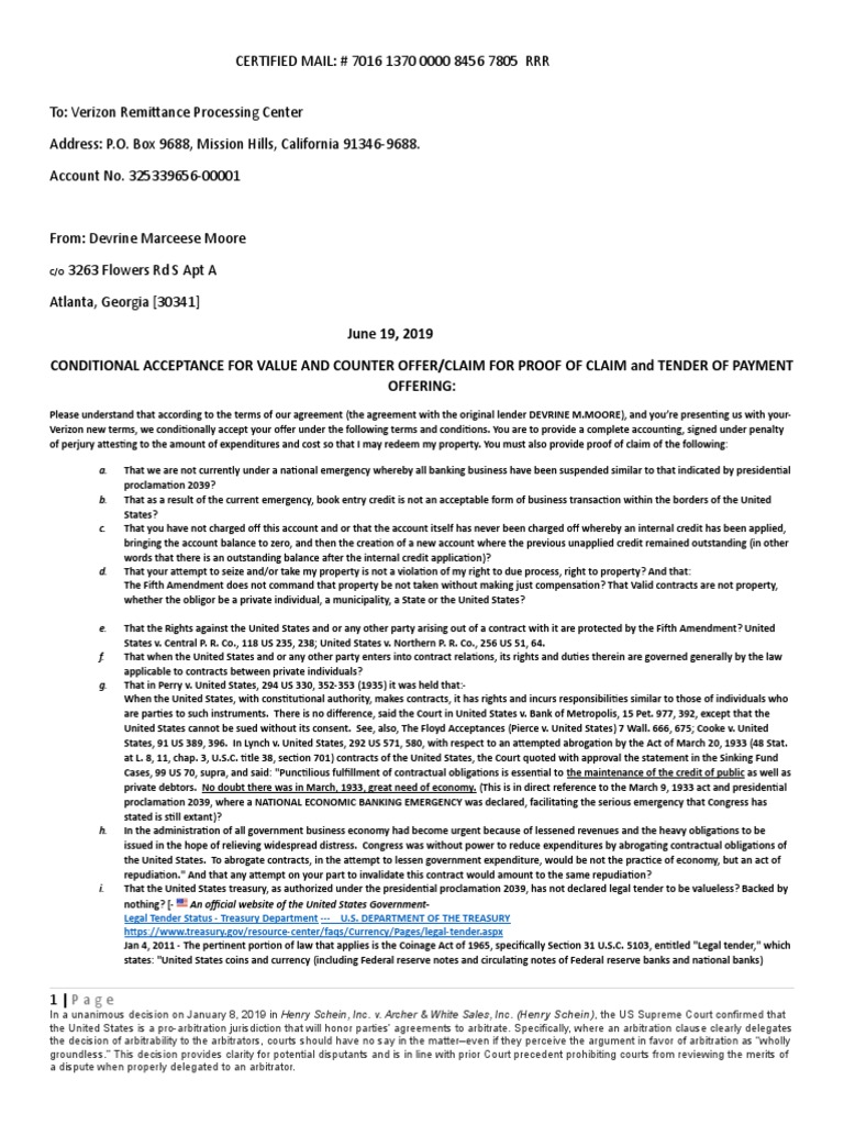 2 REDEMPTION TENDER OF PAYMENT OFFERING Verizon Original Sample?? PDF